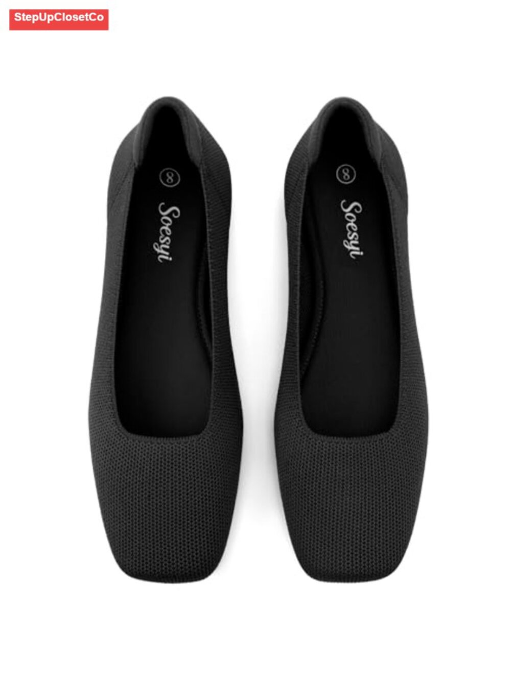 Women's Mary Jane Ballet Flats Washable Knit Slip-on Square Toe Comfort Shoes